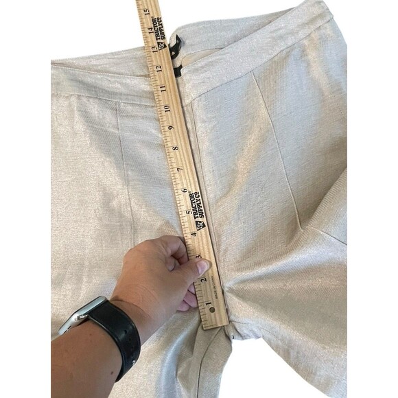 Fabindia Silk Blend Cropped Wide Leg Dress Lined Pants Size Medium Metallic Gold - Picture 7 of 11
